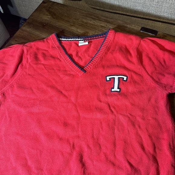 VTG 2002 tommy jeans red sweater vest vneck adult XL Tommy Hilfiger - Picture 7 of 8